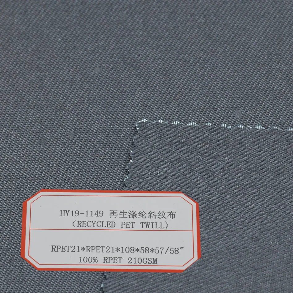 100% Polyester Material  Recycled polyester twill Recycled fabric Eco-friendly fabrics for Clothes hats and bags