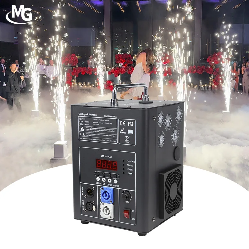 600W DMX512 Controlled Wedding Sparkler Table Digital Screen EDM Cold Spark Fountain Machine with Remote For Wedding Party