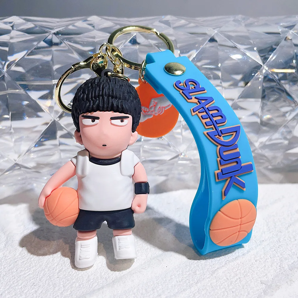 Famous Japan Cartoon Basketball Keychain 3D PVC Rukawa Kaede Hanamichi Sakuragi Car Bag Pendant Small Gift Keyring