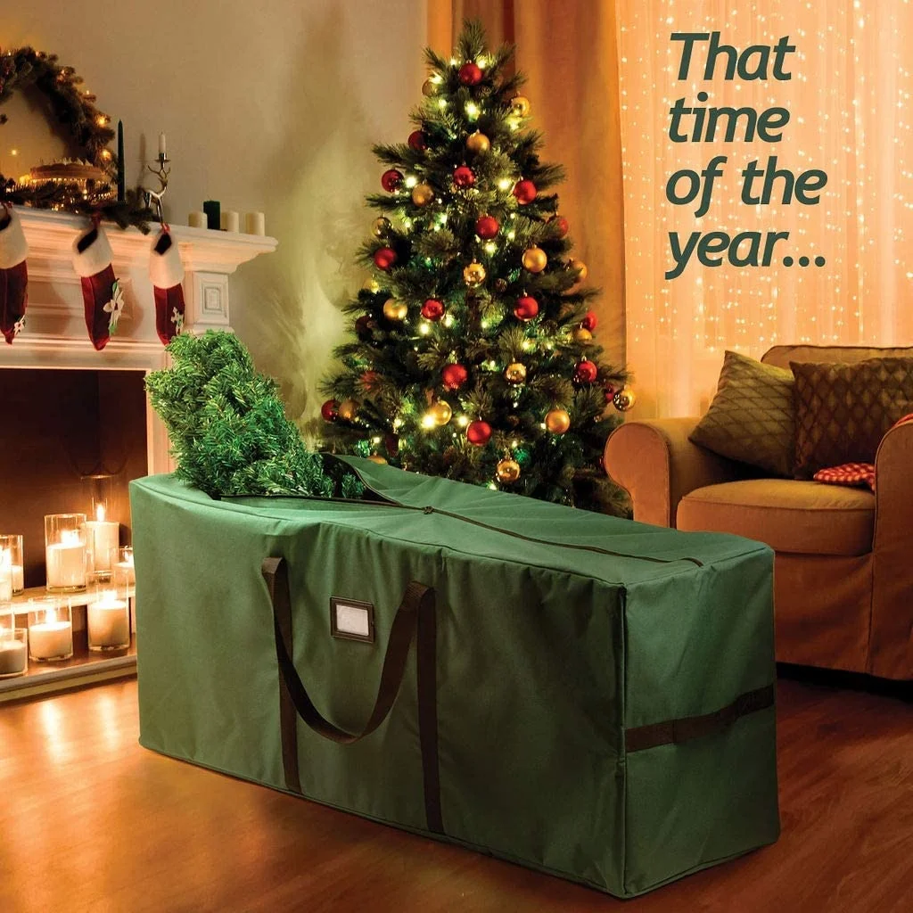 christmas tree bag for heavy christmas tree storage tote (CANVAS)fits 8 FT Artificial dissembled tree moving bags