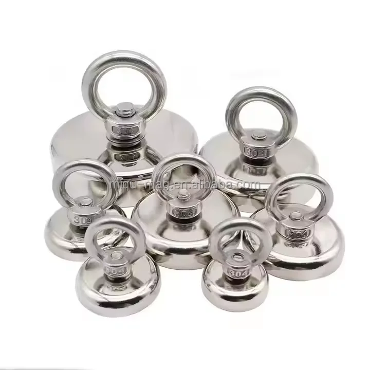 Rare Earth Neodymium Magnet Fishing Kit 600kg 400kg Strong Ndfeb Neodymium Magnet Pot Diameter 90mm 80mm Black OEM Made Coil