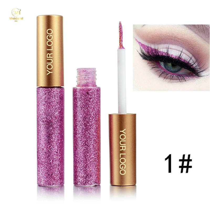Private Label Eyeliner Gel Waterproof Long Lasting Colorful Eye Makeup Eyeliner Glue Holographic Liquid Glitter Eyeliner