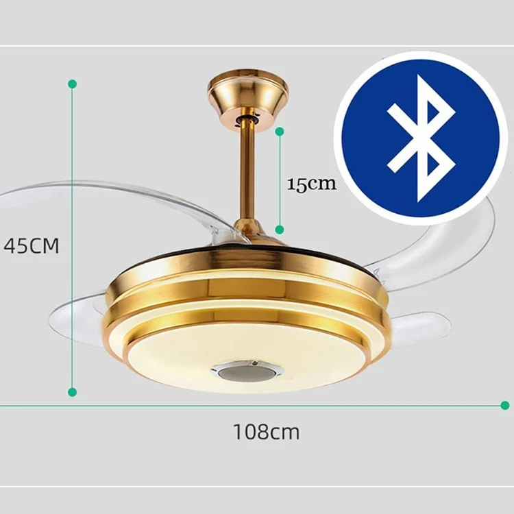 Modern Ceiling Fan Lighting Reversible Fan Speaker LED Ceiling Light Dimmable Lamp with Remote Control and App Ceiling Lamp