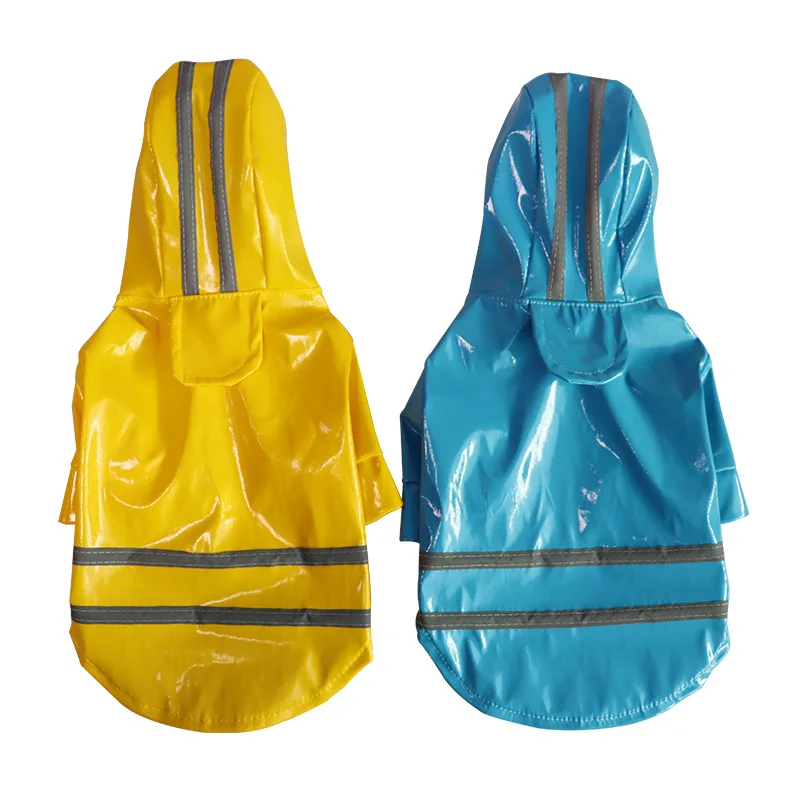 wear-resistant high bright visible reflective pets raincoat pu waterproof layer comfortable dog rainy clothes with back buckle