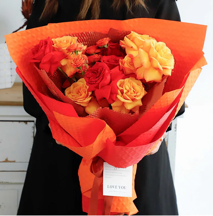 Pure Color High-grade Flower Wrapping Paper DIY Florist Rose Bouquet Three-dimensional Embossed Embossed Wrapping Paper DS