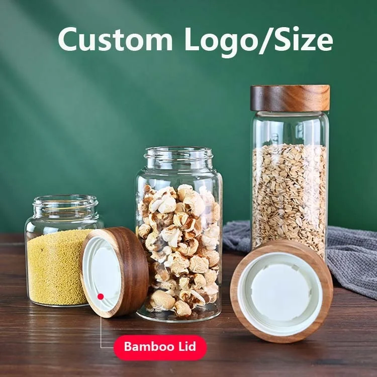 Wholesale empty jars glass round shaped storage glass food cookie jar