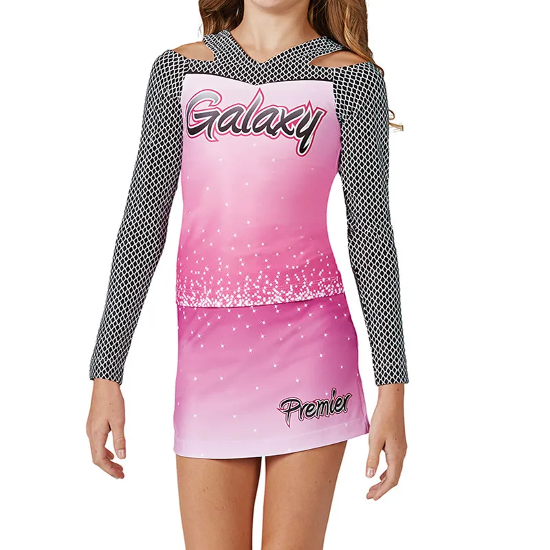 OEM sublimated cheerleading uniforms short top with a skirt