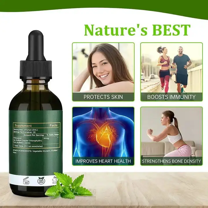 OEM Private Label Liquid Chlorophyll Herbal Extract Chlorophyll Drops Energy Supplement Boost & Immune Support