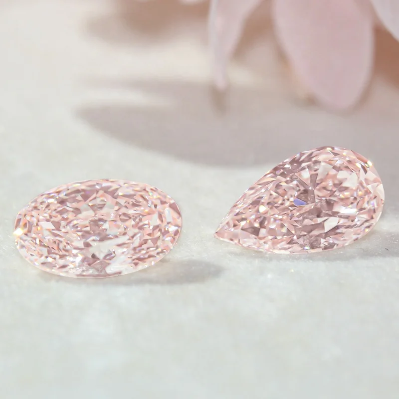 ZKZ CVD Colored Diamonds In stock cvd igi VS2 fancy oval  princess pear 1 carat pink diamond price