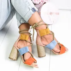 JT095 women nice high heel unique ladies block heeled shoes