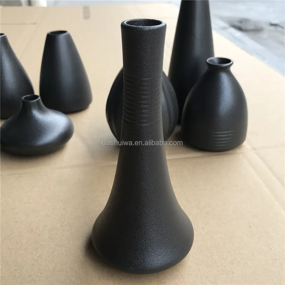 hot sale japanese ikebana vase modern tabletop decoration small flower vase black ceramic matte vases for home decor