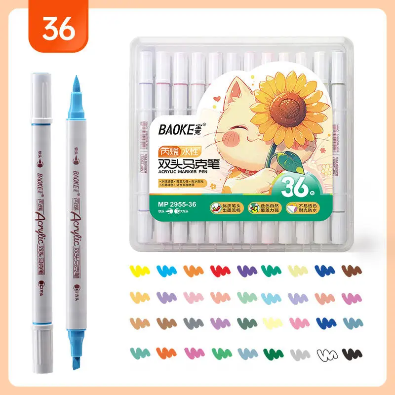 12 24 36 48 60 Colors Bright Highlighters Dual Tip Acrylic Paint Brush Pen Sets Marker Pen