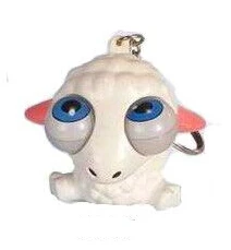 Funny animal rolling eye squeeze animal keychain with BB sound