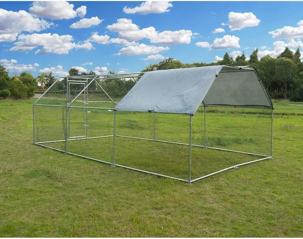 Flat Top Design Heavy Duty Metal Chicken Run  Suitable for Hens Dogs Poultry Rabbit Ducks Coop 3x6x2m