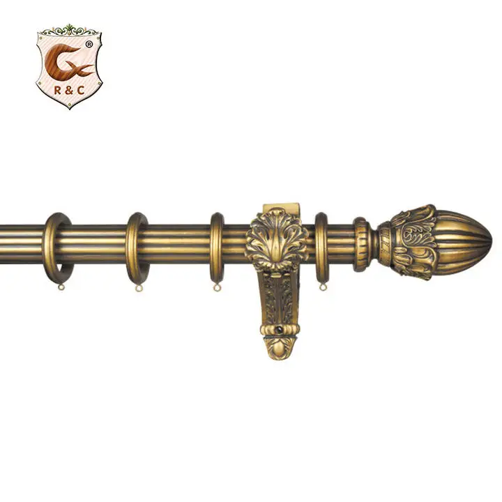 Factory Antique White Wood Cameo Curtain Rod Modern Home Decoration