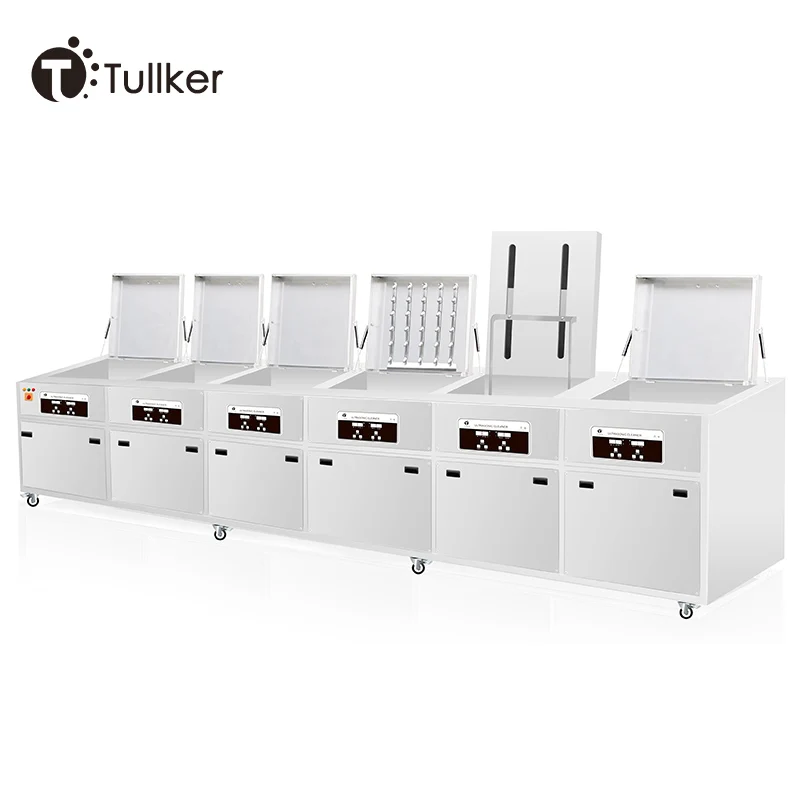 Six Tanks Multistage High Power Clean Filter Rinse Bubbling Spray Dryer Heavy Duty Multitask Industrial Ultrasonic Cleaner