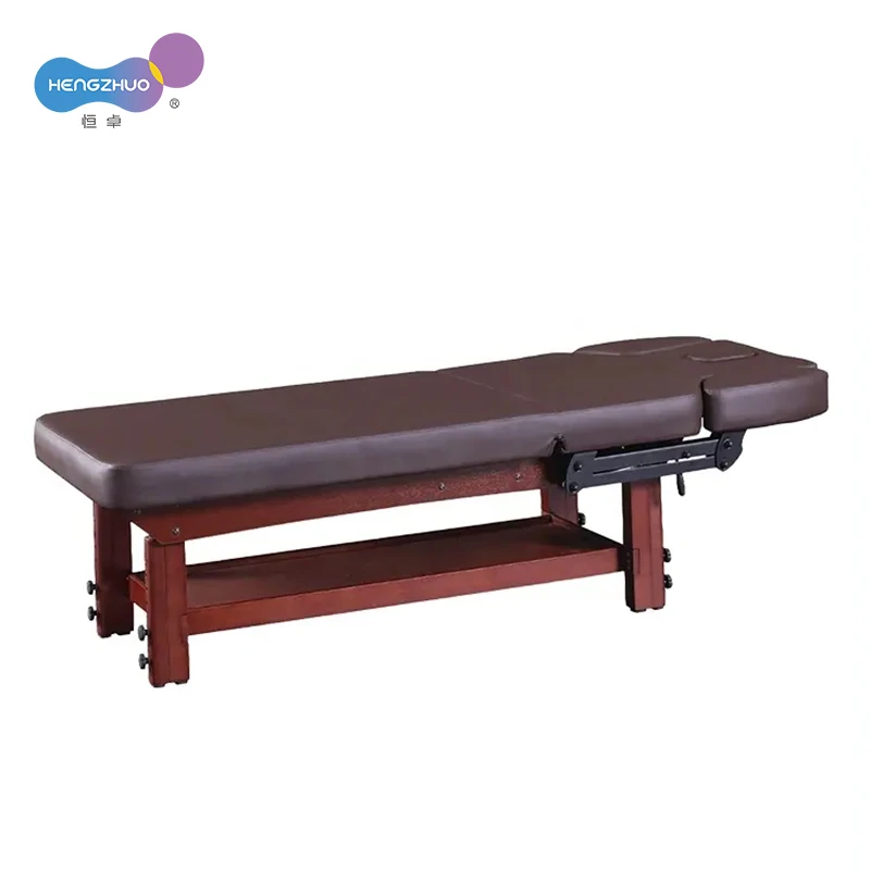 Manual Adjustment Salon Furniture Thai Spa Massage Bed Durable Wooden Customized Massage Table Modern Synthetic Leather