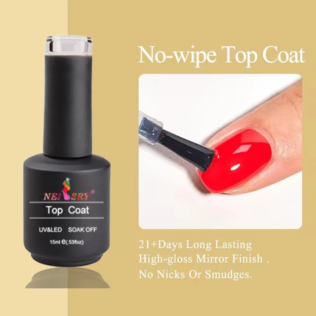 Neiss High Quality In Stock Create Your Own Brand Extreme Shiny No Yellowish No Wipe Glossy Blue Diamond Top Coat