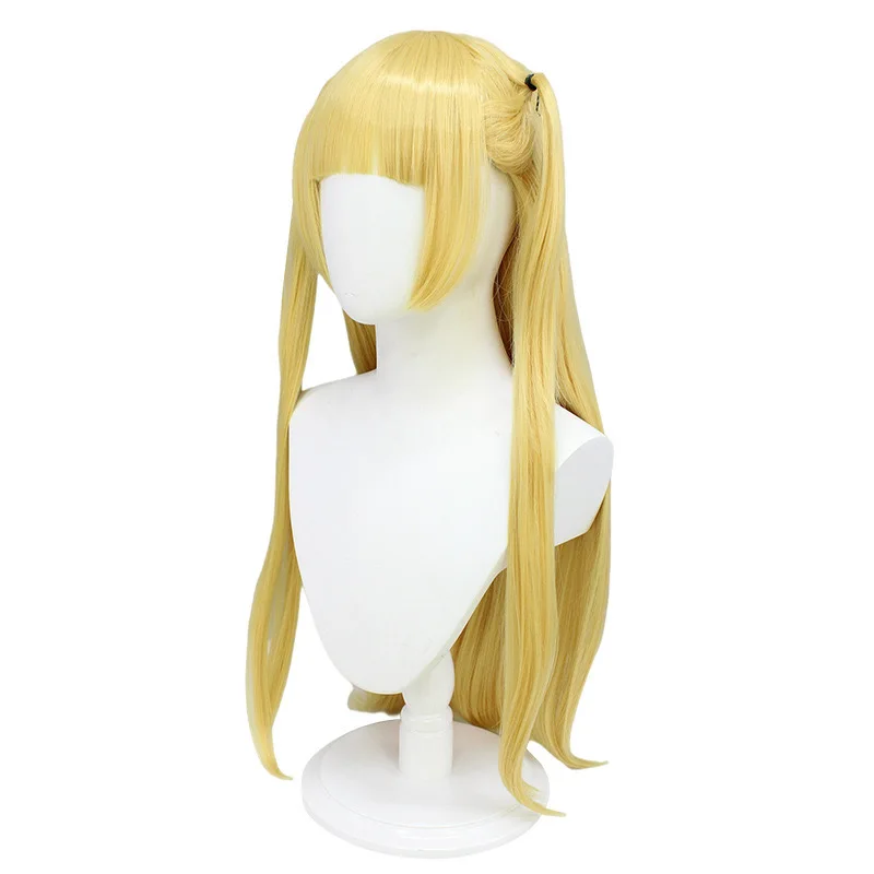 Long Straight Blonde Ereshkigal Wig Cosplay Peluka Hair With Two Ponytails Death Note Mihaisha Cosplay Wig Yellow Color Wigs