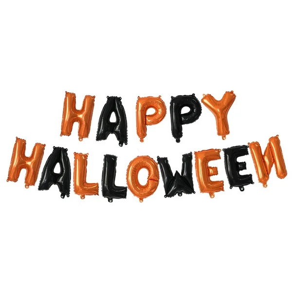 Halloween Party Set 16inch Orange And Black Letter Foil Balloons Decorations