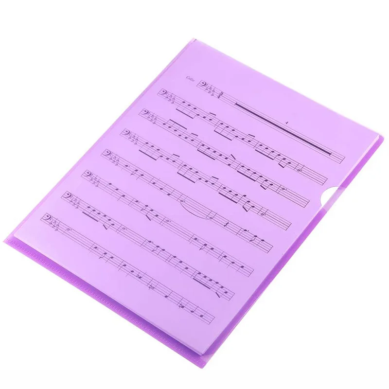 Hot New L-Shaped Single Page A4 Size Document Folder Plastic Transparent Color PP Material File Storage Pouch