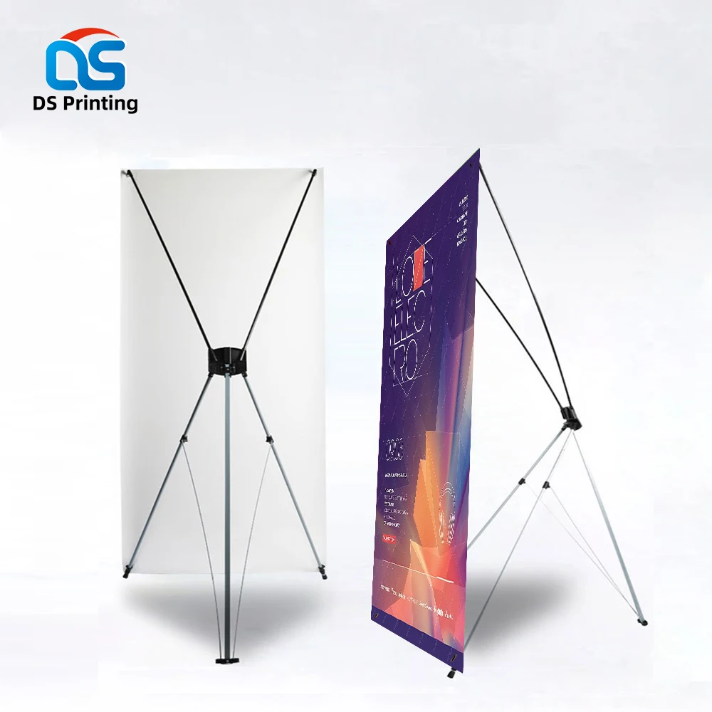 Waterproof custom pull up banner economy mini x metal stand fiber display banner jarmoo apparel x banner set high quality
