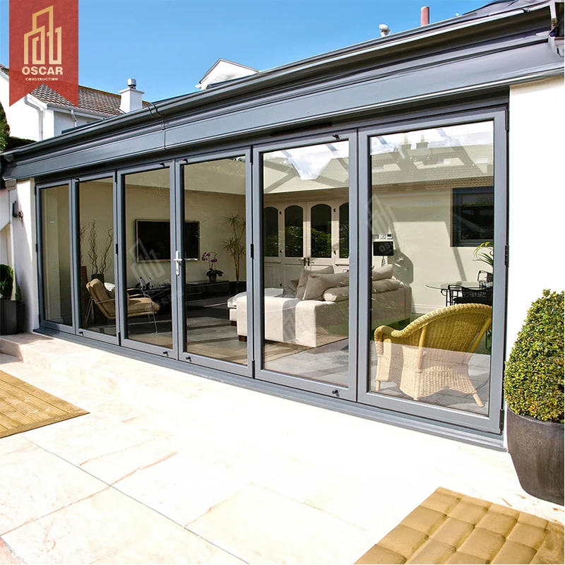 Oscaracso Small folding door movable house door occupying small space aluminium alloy white interior Folding door factory