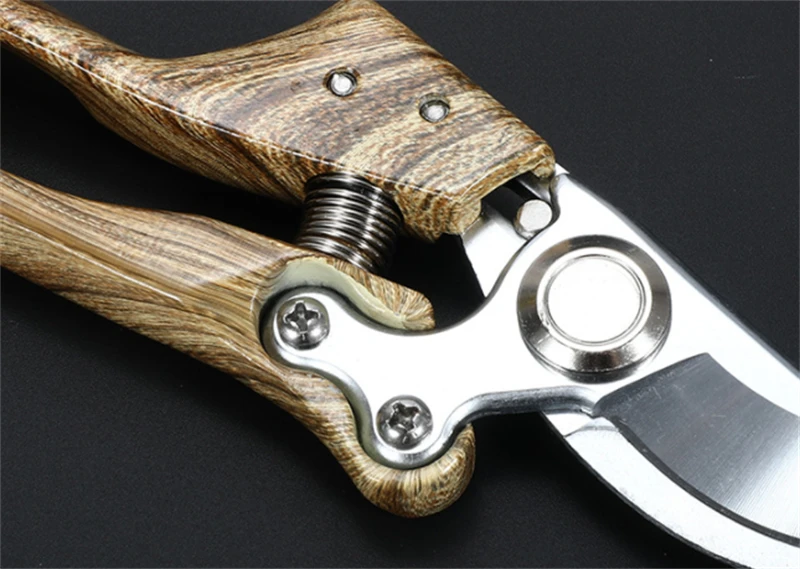 Professional SK5 Steel Blade Aluminum Alloy Handle Pruning Shears Garden Pruner Scissors Garden With Golden Wood Grain