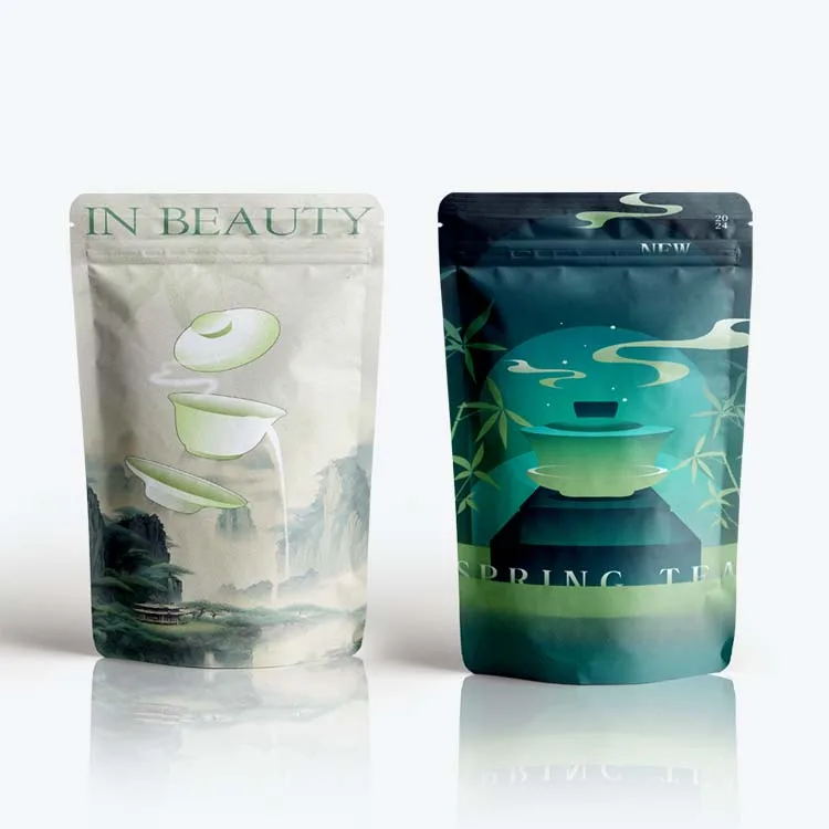 Customized Jasmin Tea Bag Large Spearmint Corn Starch Plastic Private Label Heat Seal Tea Packaging Bag For Bubble Tea