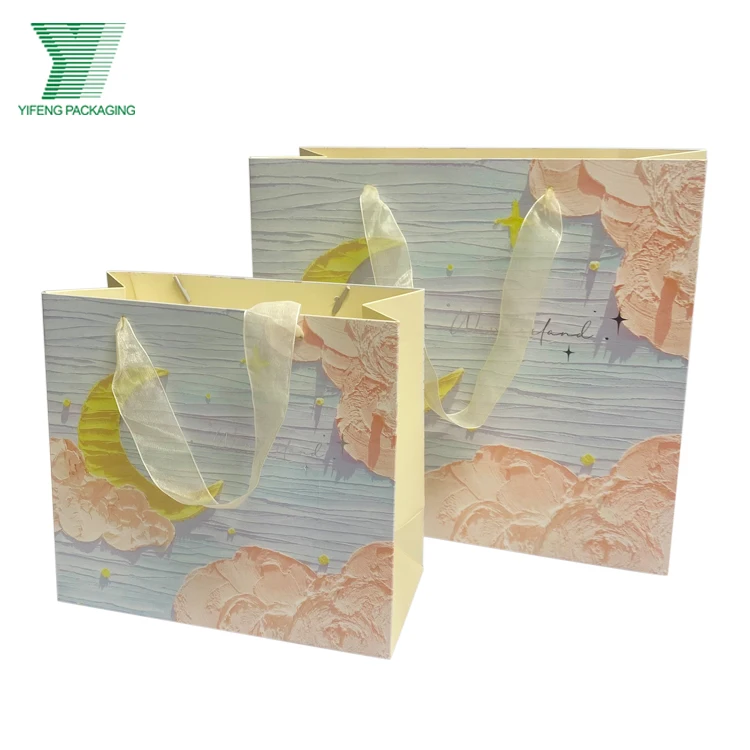 Custom Logo Printed Luxury Paper Bags Jewelry Packaging Gift Beautiful Shopping Bag With Ribbon Close