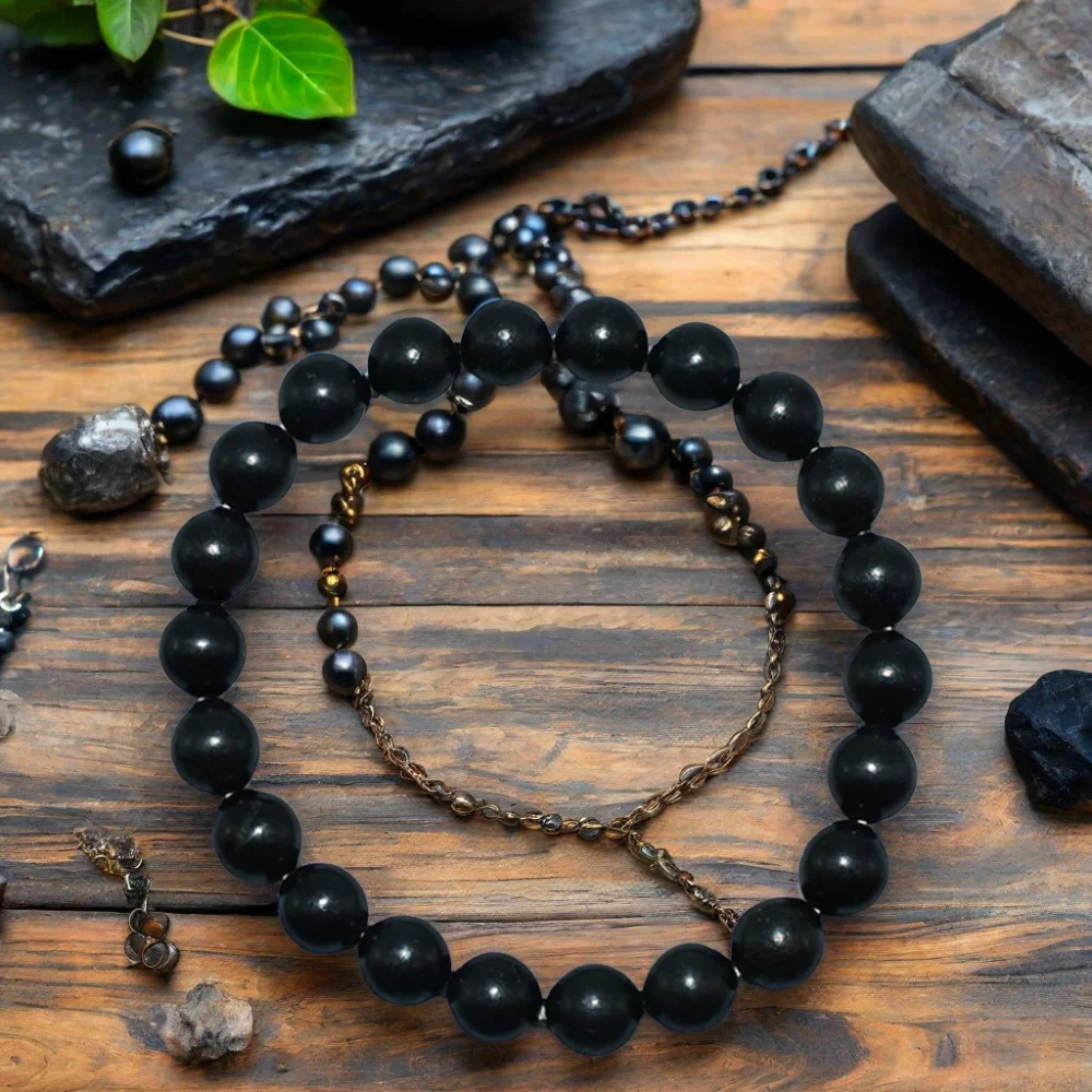 Factory Wholesale Natural Stone and Pearl Beads 6/8/10mm Shungite round Beads for Women Men for Jewelry and Accessories