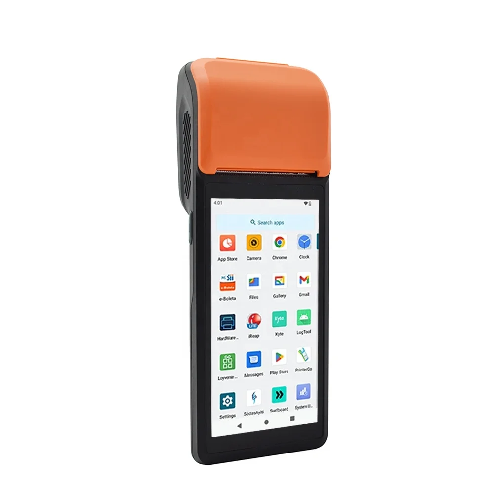 4G WiFi Bluetooth Android All In One Restaurant Bill 11 mobile Handheld Smart POS terminal with inbuilt printer and NFC