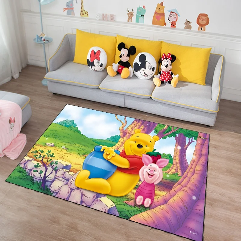 Anti slip printed crystal diamond velvet polyester cartoon mickey mouse children carpet rug for kids room living room