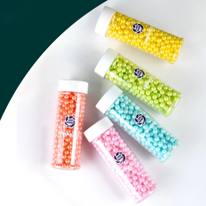 Love Bakery 12 Colors 7mm Natural Shimmer Sugar Pearls for Cookies Ingredients Edible Sprinkles Cake Decorations