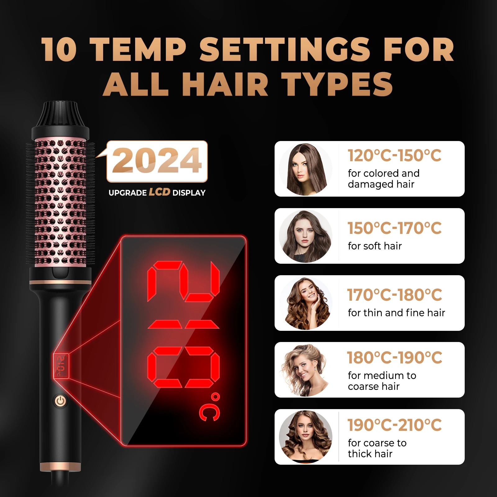 Customized Electric Ionic Ceramic Rolling Round Hair Curler Brush Heated Thermal Brush