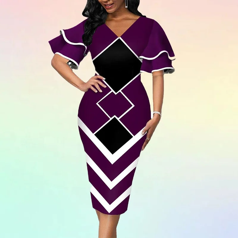 XUYA Elegant Casual Plus Size Dress Blouse Peplum Office Dress Plus Size Maxi Dresses Women