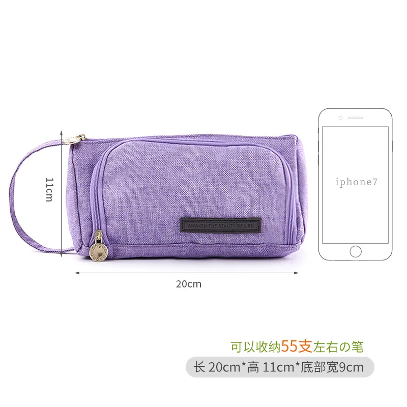 Amazon High Quality Hot Sale Large Capacity Canvas Pencil Case Suitable for School Office Multicolor Optional Pencil Bag