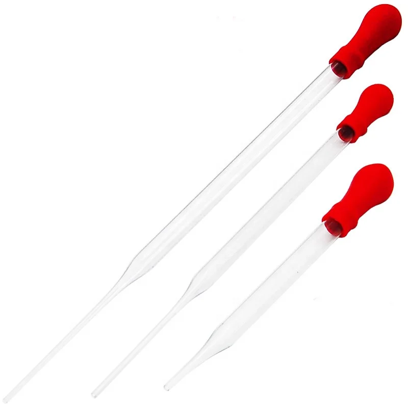 Tiandi Labs 100mm-200mm Glass Transfer Dropper Pipette With Red Rubber