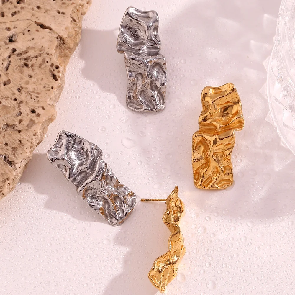 Irregular Square Stud Earrings for Women Tarnish Free Jewelry Aretes Y Accesori Por Mayor