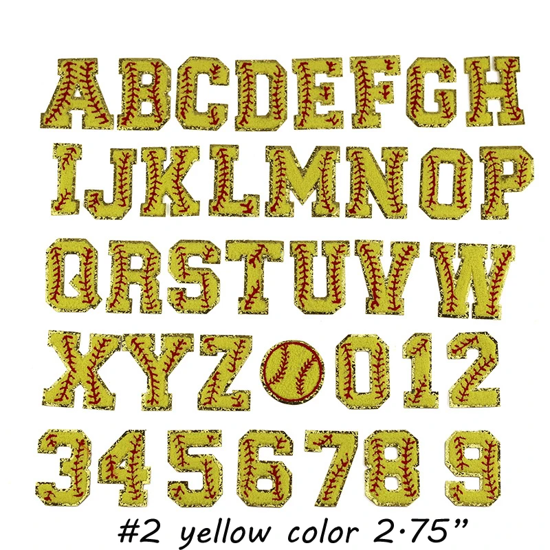 Factory High Quality 2.75 Inches A-Z 0-9 Numbers Baseball Team Softball Stitch Iron On Chenille Letter Patches
