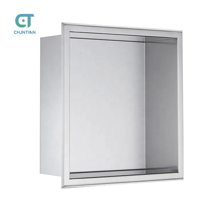 24x12x4 inch Brushed Stainless Bathroom Shower Niche Customized Wall Mount Shower Shelf Stainless Steel Caddy Storage Niches