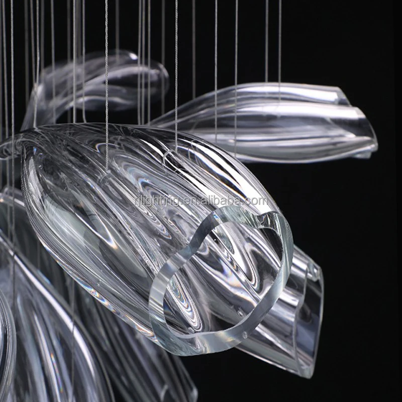 modern customize hotel lobby duplex villa living room lights glass pendant led foyer chandelier