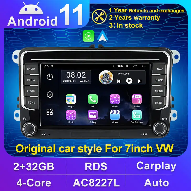 7inch Android 13 4core 2+32G carplay auto car dvd player For VW/Golf/Polo/Tiguan/Passat/SEAT/leon/Skoda/Octavia vw navigation
