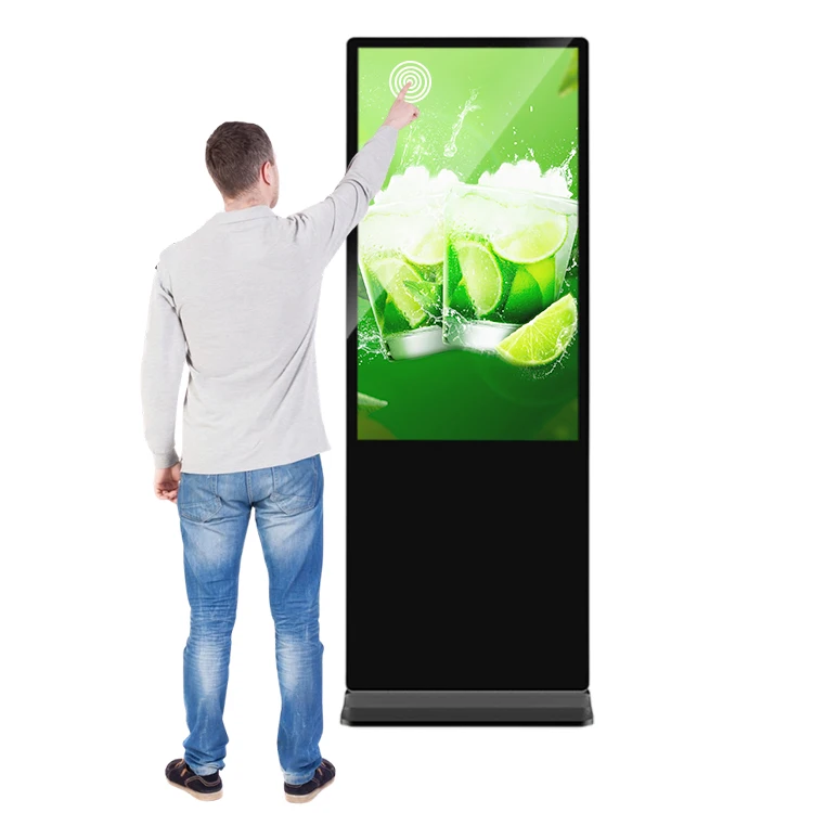 75 inch floor standing LCD display Android all in one touch screen vertical digital signage totem