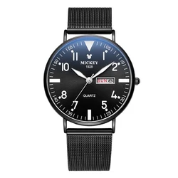 Fashion Men Stainless Steel Mesh Band Wrist Watches New Trendy Luminous Quartz Watches Starry Sky Student Sport Watch