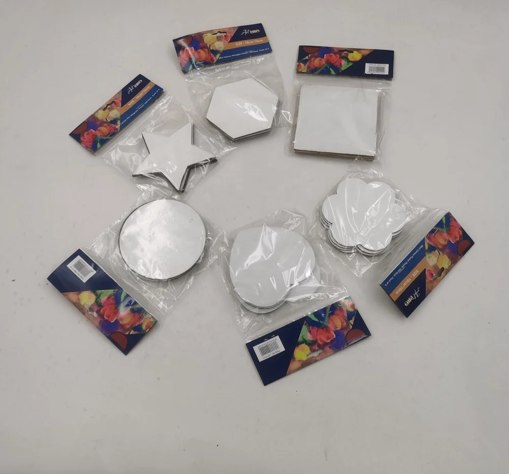 4 pcs pack 10*10cm square shape blank magnetic canvas panels boards for printing with header