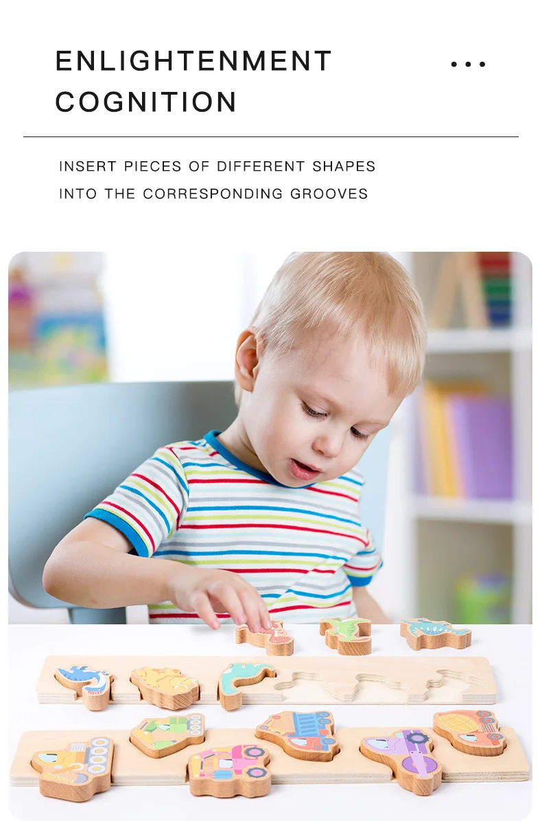 New Arrival Fun Kids Dessert Fruit Traffic Cognition Matching Board Montessori Preschool Educational Puzzle Board