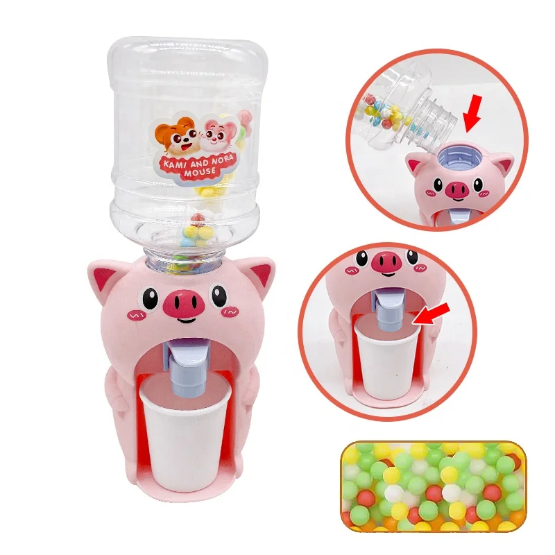 PLATO candy toy Cartoon Pig shape Kitchen Toy Mini Water Dispenser For Children Gift Cute Water Juice Milk Drinking Simulation