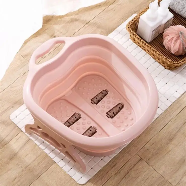 New 2024 Foldable Portable Bathtub Plain Foaming Foot Soaking Bucket Massage Collapsible Footbath Basin with Lid
