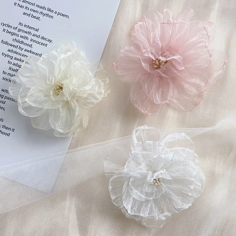 Hot Selling Chiffon Fabric Flower Headwear Hair Shoes Accessories Artificial Decorative Flower